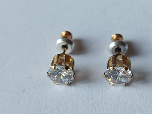 gold-plated zirconia silver studs-